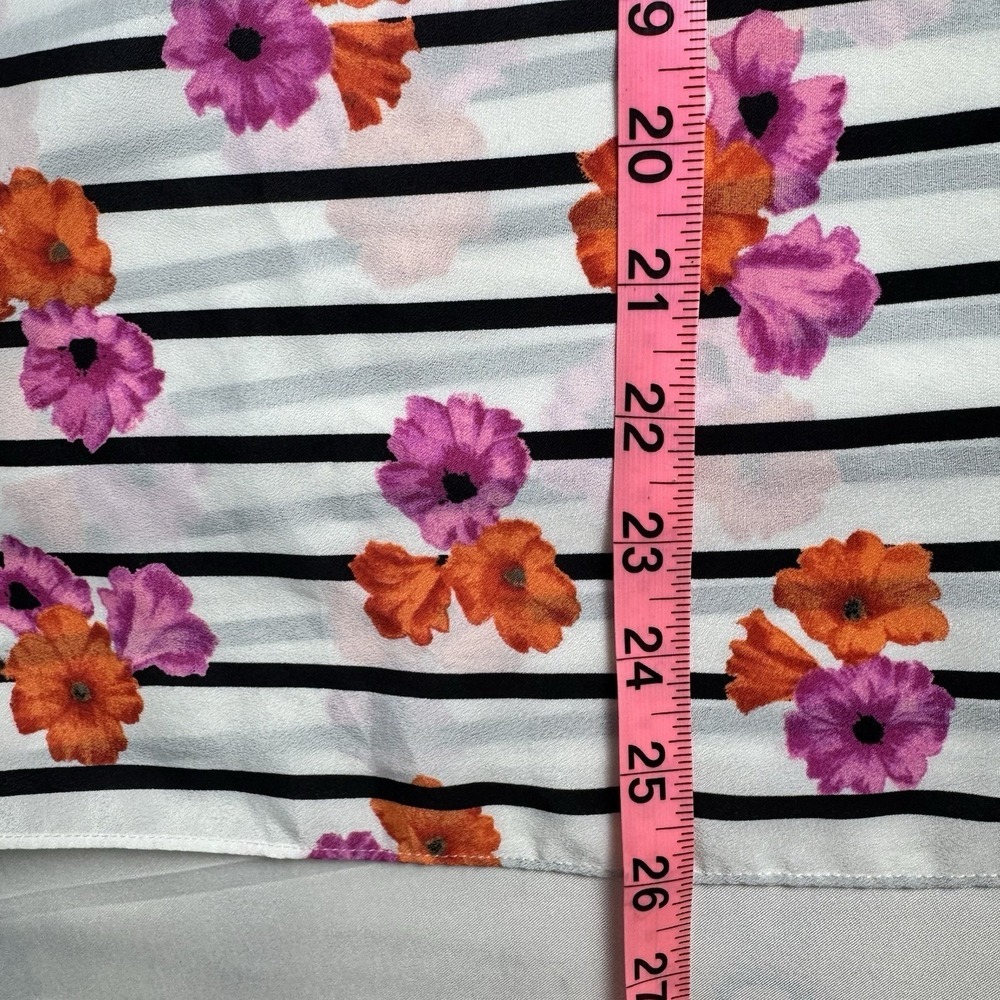 J.Crew Floral Striped Racerback Camisole Top White Black Orange Purple Womens 2 - Picture 5 of 5
